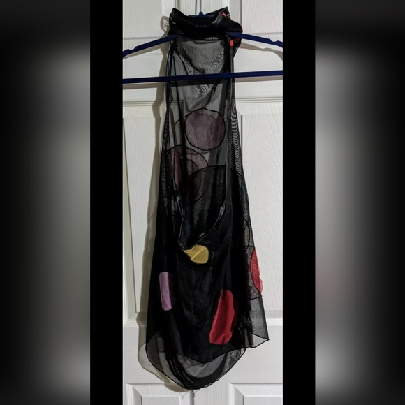 FINAL PRICE Claire Fleury Black Mesh Halter Mini Dress M/L Dots Club Clown Funky - Picture 5 of 7